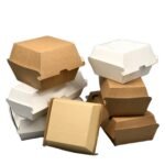 Emballage alimentaire prêt à l'emploi, boîte à hamburgers micro-flûte, boîtes rigides, papier sandwich, boîte à gâteaux transparente en papier, à emporter