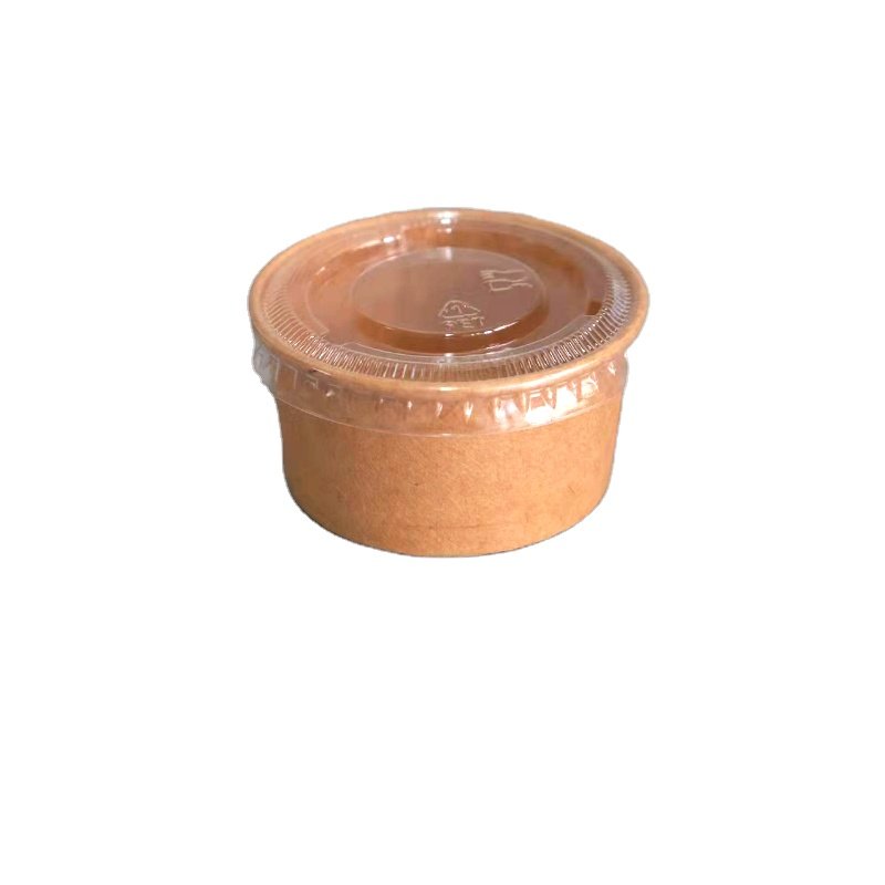 H27edb9ee11ed478f86f8966c05ad73f1l.jpg Biodegrabable Sauce Portion Kraft 2OZ 50ML Disposal Paper Cup with Flat Lids - Image 1