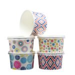 Ice Cream Cup Double Wall Paper with Lids Customized Good Quality Disposable Paper Containers for Cake Cake Bowl Drink Cup – Image 3