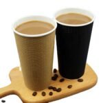 Private Label Ripple Paper Cup with Lids Craft Paper Premium Coffee Cup Custom Print Paper Gold Foil Lu Ripple Wall Accept – Image 4