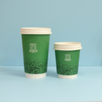 Custom Logo Printed Disposable Double Wall Paper Cup with Lids for Hot Coffee Drinks Embossed Design - Imagen 2