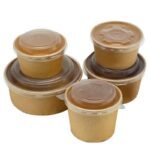 Ripple Greaseproof Paper Bowl with Board Lid | Eco-Friendly Disposable Bowl Combo - Image 2
