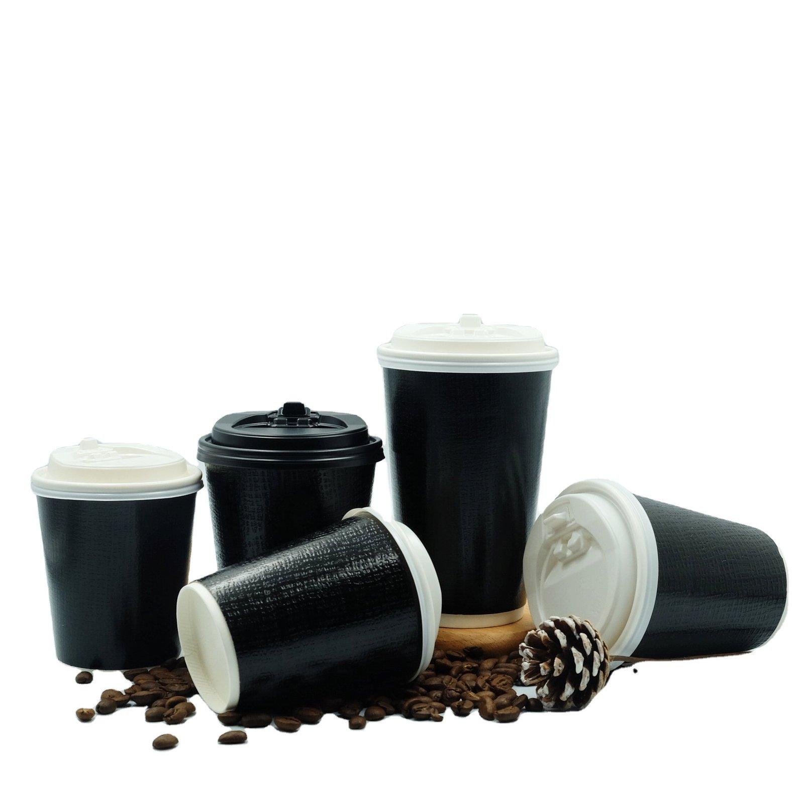 H9650b4b6d7e0475cbdcde34df76e5ff4t.jpeg Plastic Free Aqueous Coating Flexio Printing Embossed Black Triple Wall Double Base Coffee Paper Cup - 画像 (1)
