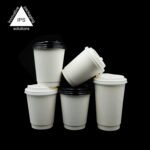 Double Walled Coffee Paper Cups with Lids | Food Grade White Take Away Cups - 画像 (2)