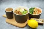Hot Insulated Disposal Food Take Away Paper Bowl with Plastic Lids Corrugated Paper Disposable 16 Oz Plastic Cups Gold Foil Logo - Imagen 2