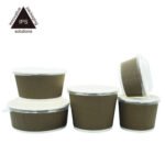 Good Hot Insulation Korean and Japanese Food Take Away  Ripple Paper Bowl with Plastic Lids – Image 2