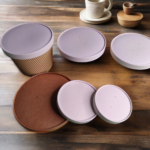 Ripple Greaseproof Paper Bowl with Board Lid for Pizza Snack Pet Food-Durable Eco-friendly Disposable Bowl Combo